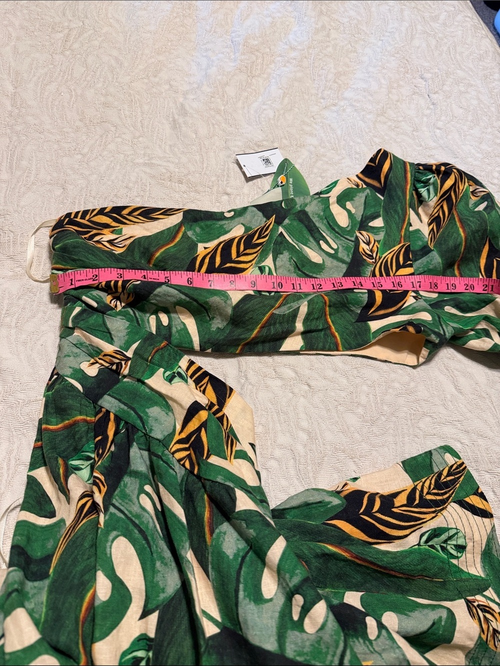 Farm Rio tropical leaves one shoulder cut out mini dress Large - Picture 9 of 10